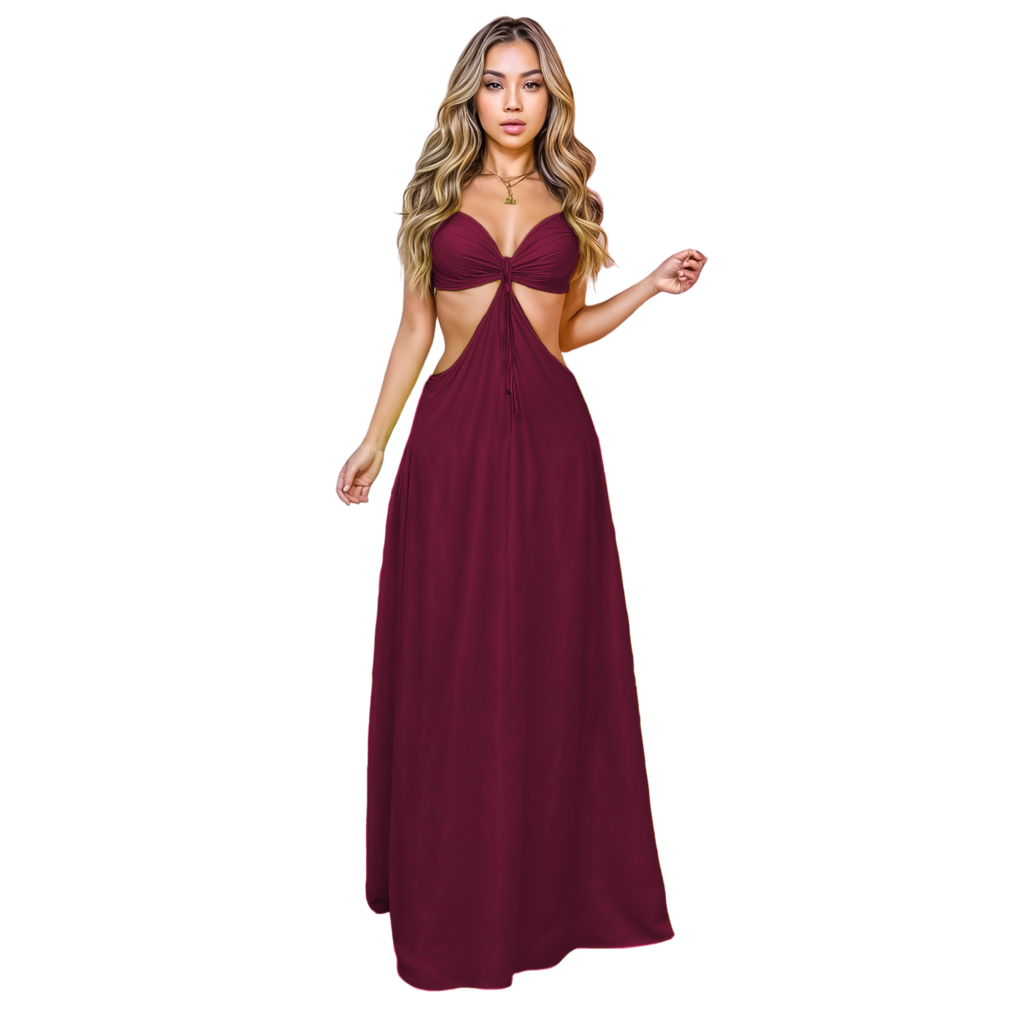 Vestido strapless casual juvenil dia largo dama mujer xally 2437 aberturas tirante moño.