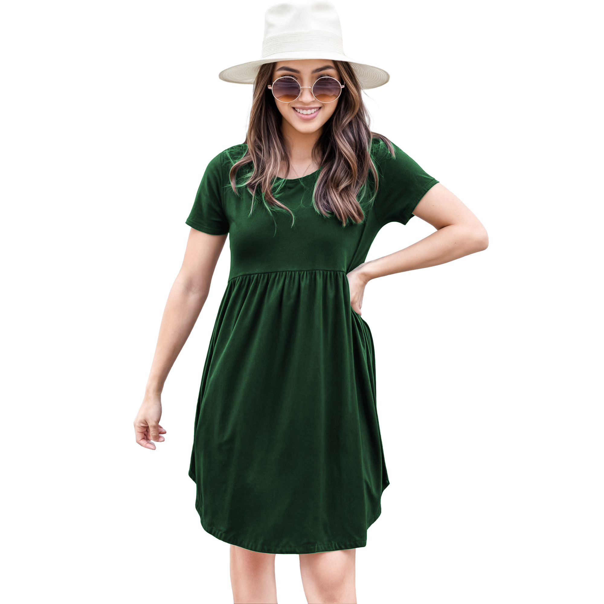 Vestido canesu cintura alta casual fresco verano corto dama mujer xally 124 cuello redondo manga corta.