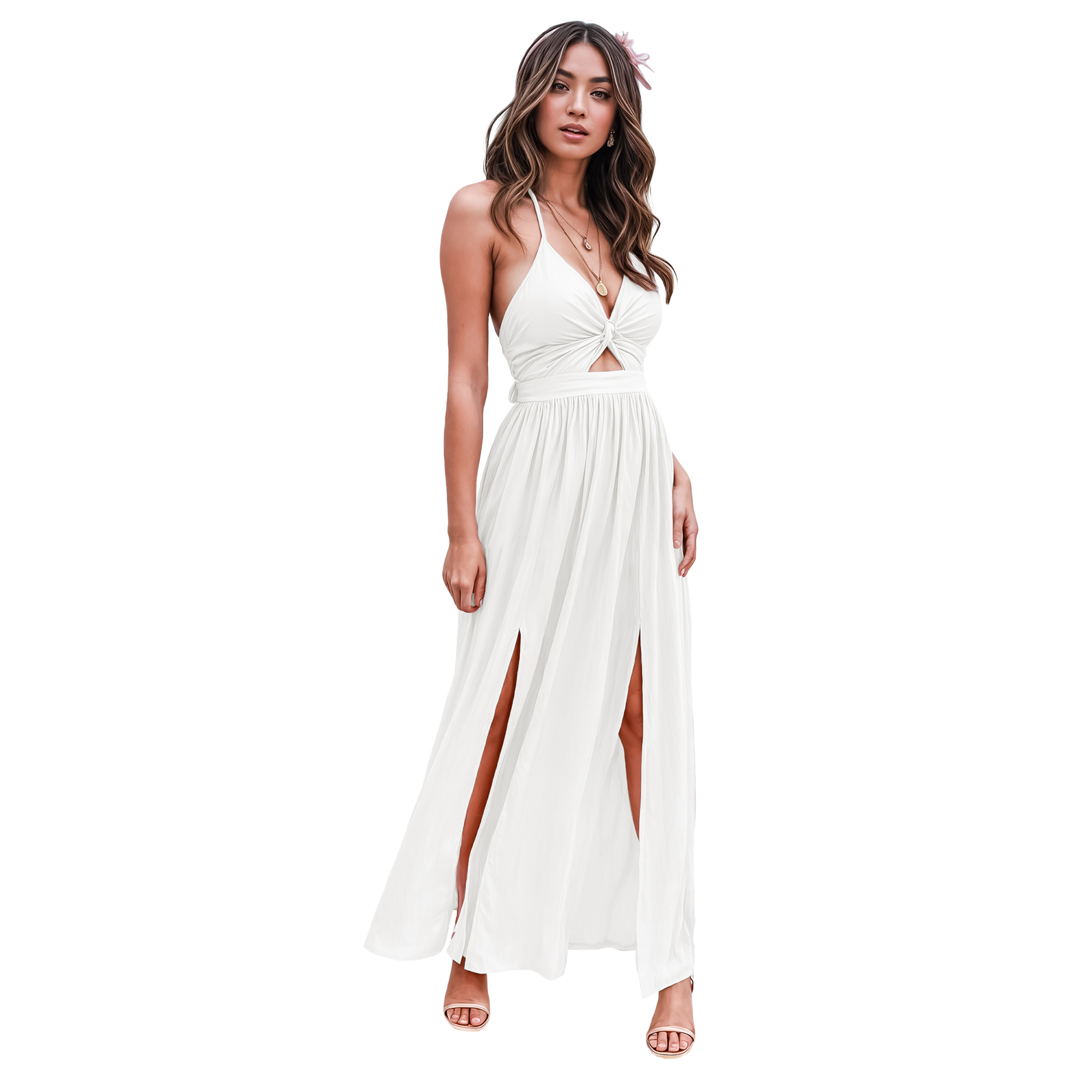 Maxi vestido slip casual elegante fresco ligero largo playa dama