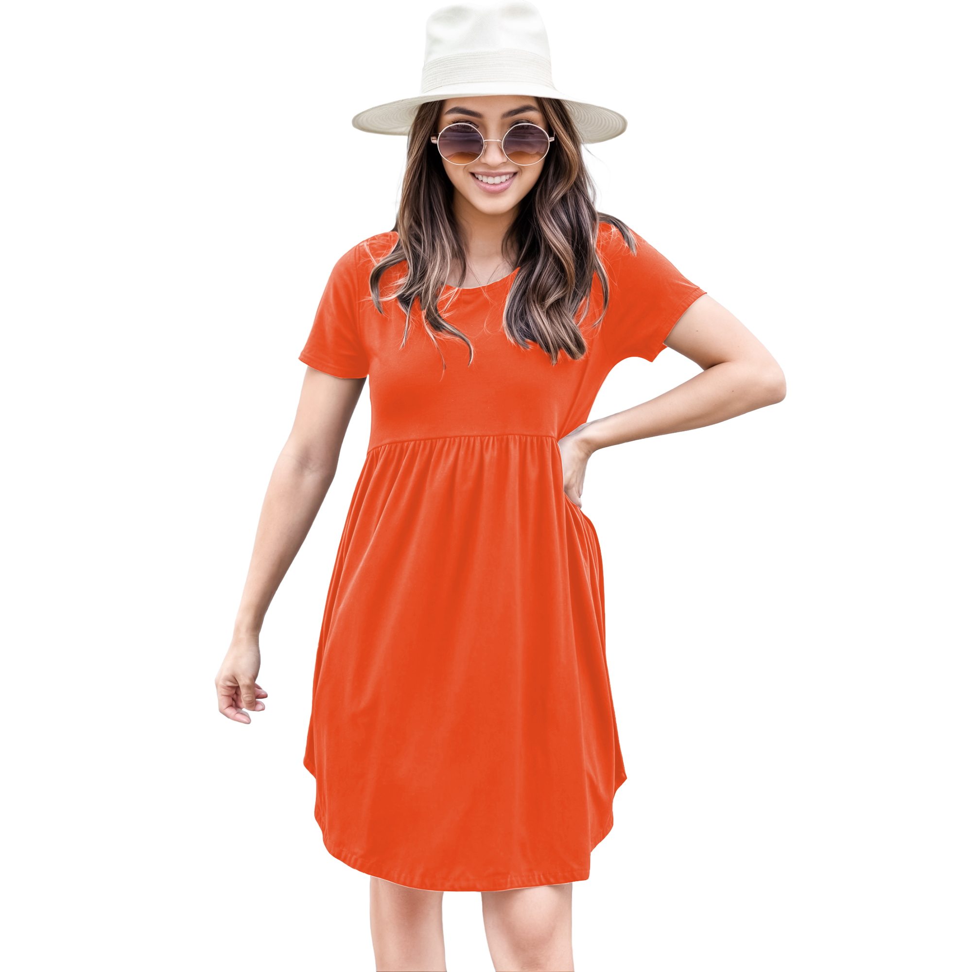 Vestido canesu cintura alta casual fresco verano corto dama mujer xally 124 cuello redondo manga corta.