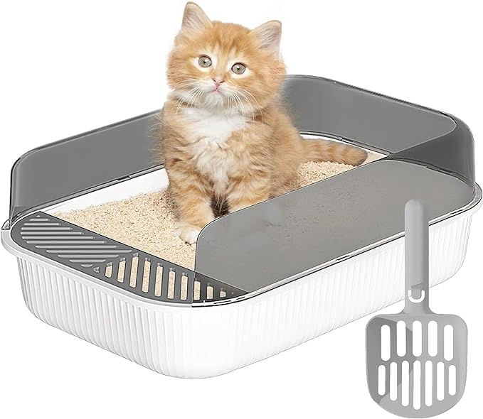 Caja de Arena para Gato, Bandeja Semicerrada para Gatos