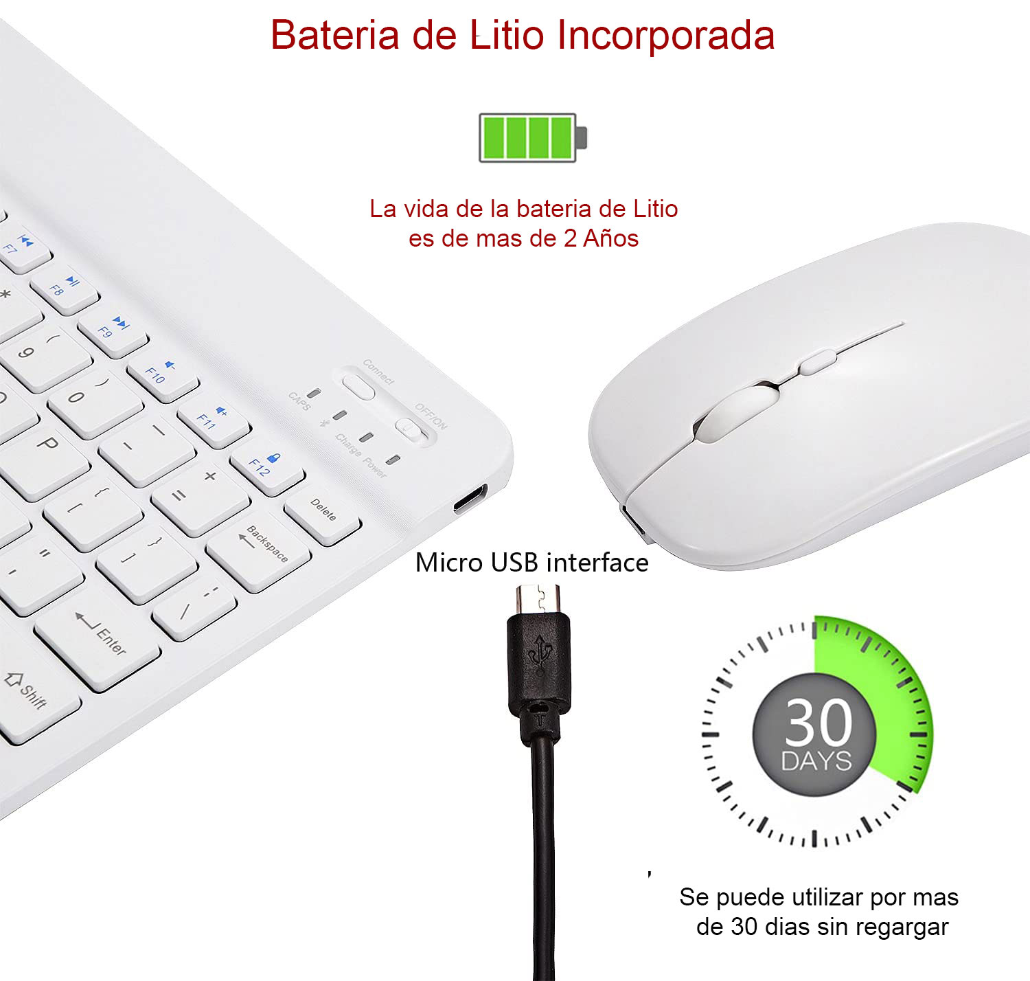 Funda + Teclado + Mouse Para Tablet Galaxy Tab A9 8.7 Sm-x110 (2023) Vino.