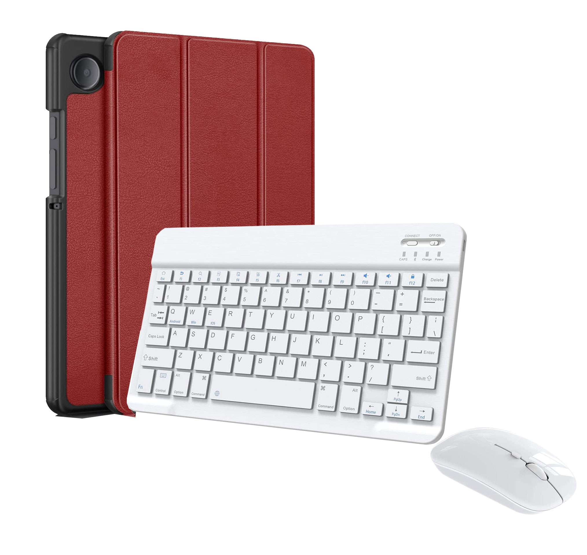 Funda + Teclado + Mouse Para Tablet Galaxy Tab A9 8.7 Sm-x110 (2023) Vino.