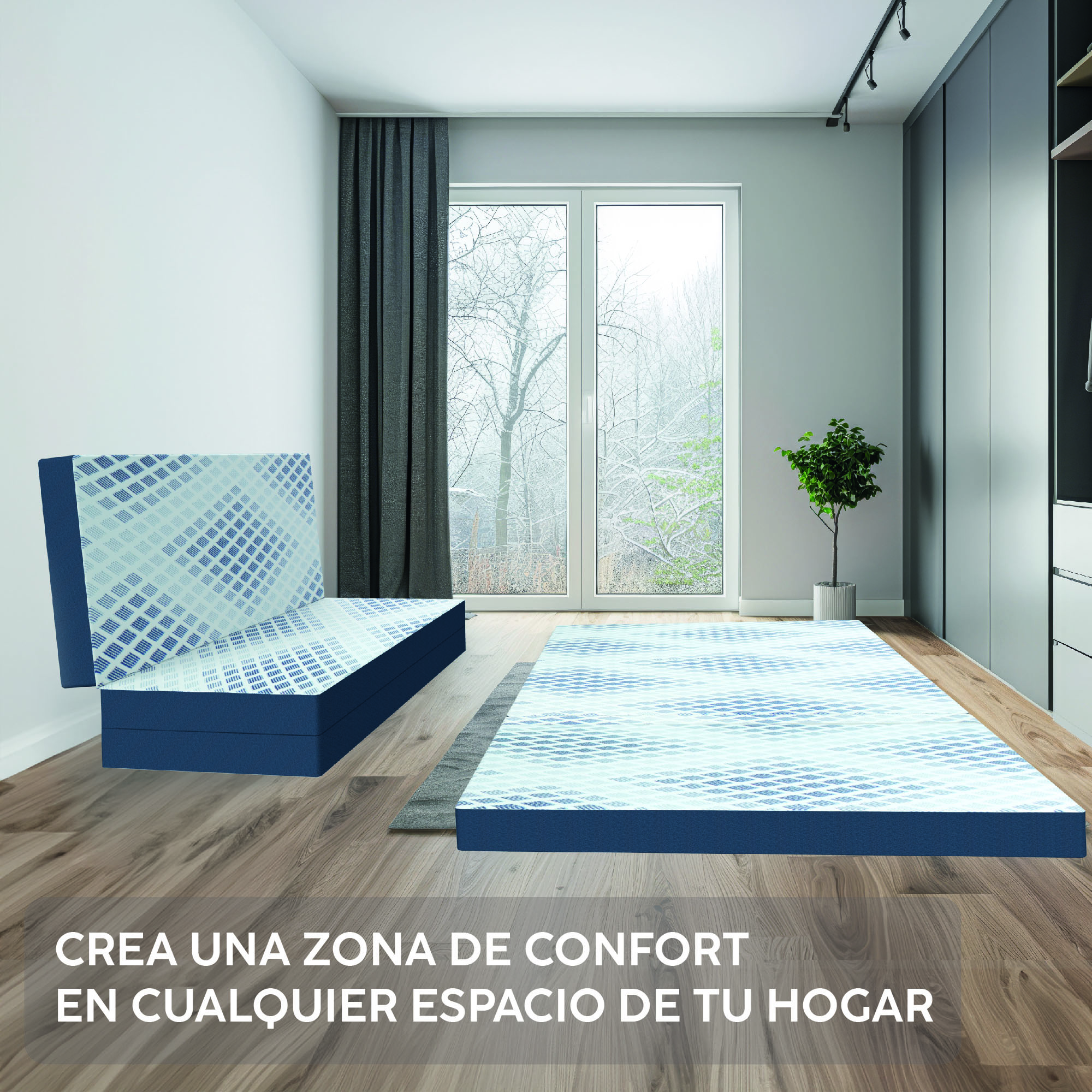 DR JOOHN Colchón seccionado en 3 | Matrimonial | Diseño Plegable, portátil, Confortable y practico | Ideal para Cualquier Espacio | Funda de Algodón-Poliéster con Cierre extraíble. (90 x 135 x 10 cm).