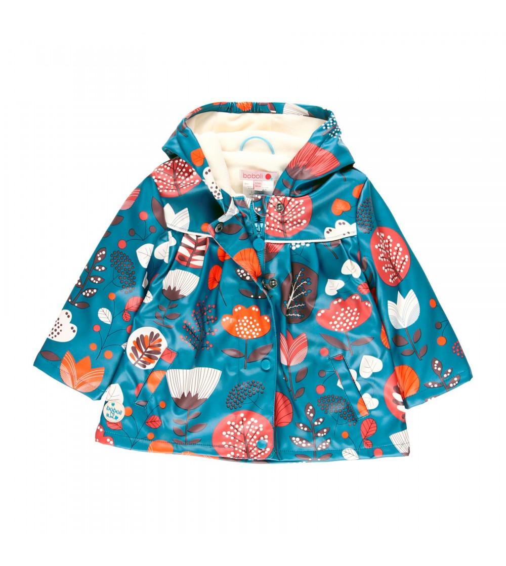 Chamarra impermeable azul flores bebe BOBOLI