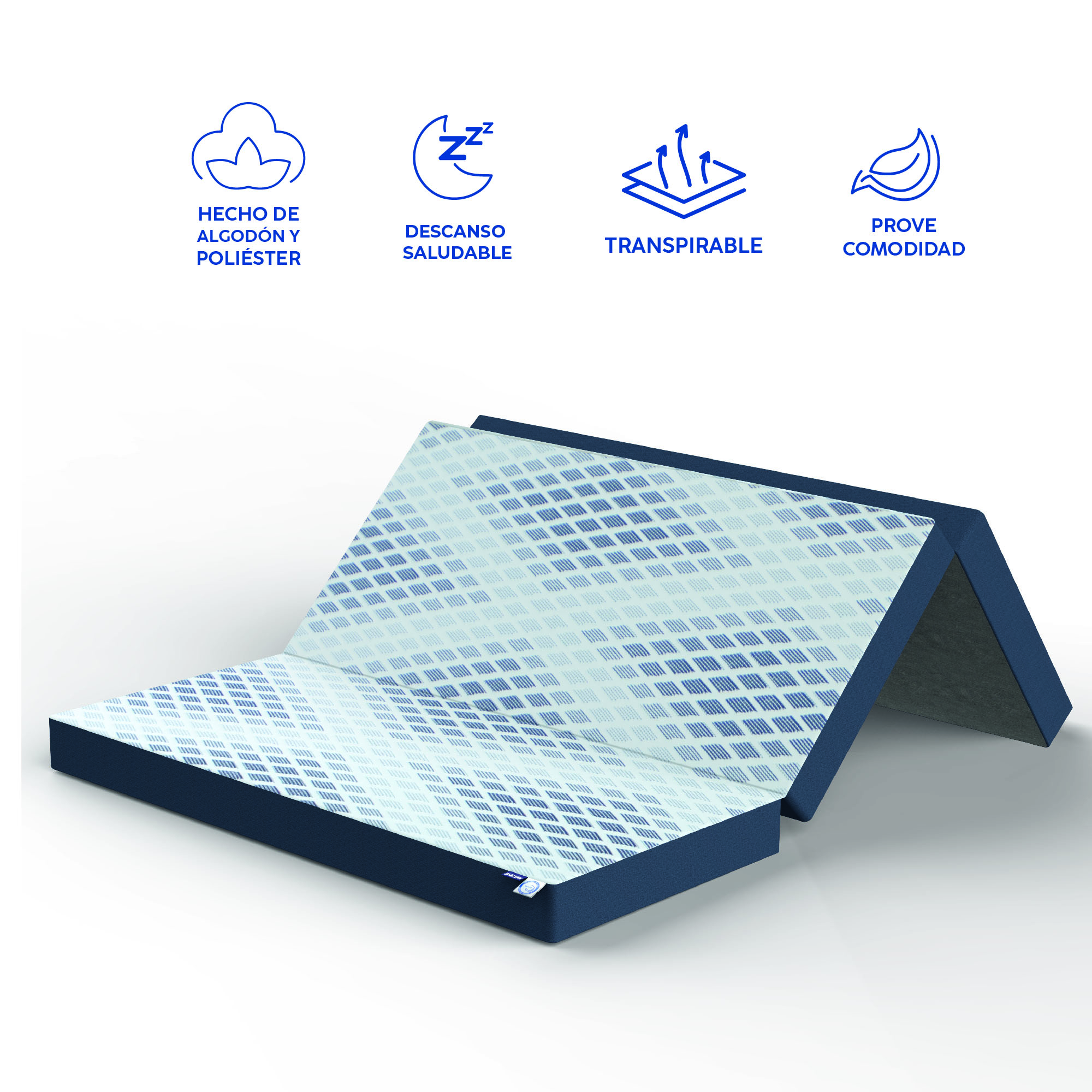 DR JOOHN Colchón seccionado en 3 | Matrimonial | Diseño Plegable, portátil, Confortable y practico | Ideal para Cualquier Espacio | Funda de Algodón-Poliéster con Cierre extraíble. (90 x 135 x 10 cm).