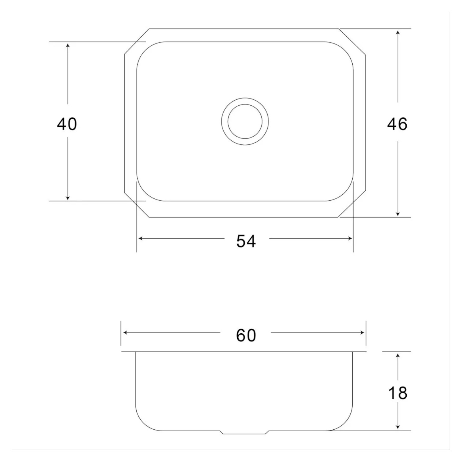 Fregadero Cocina Submontar 1 Tina 60x46x18 Eb CS300