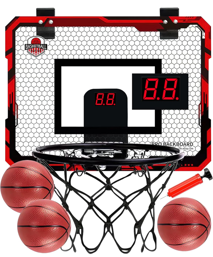 Tablero canasta pelotas de basquetbol con marcador electrónico portátil plegable 