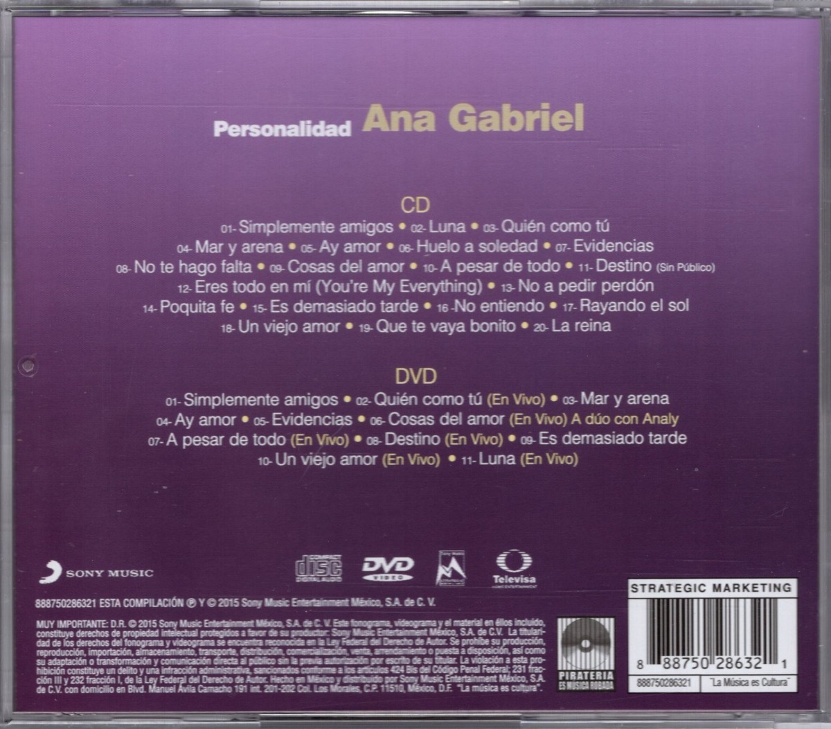 Ana Gabriel Personalidad Disco Cd + Dvd