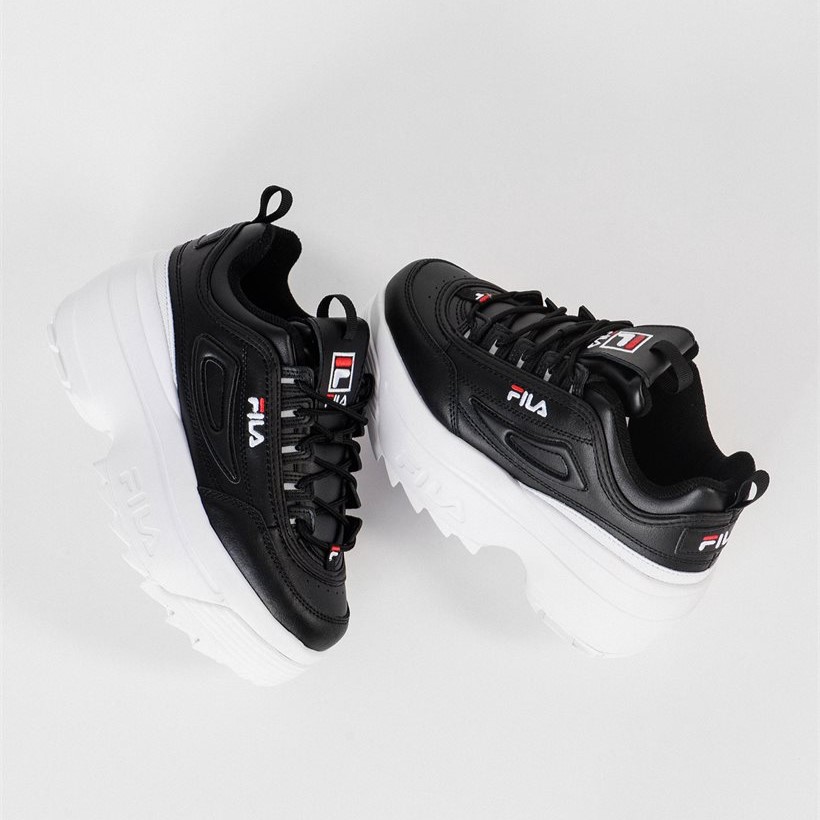 Tenis Fila Disruptor Wedge Negro Blanco de Dama Original