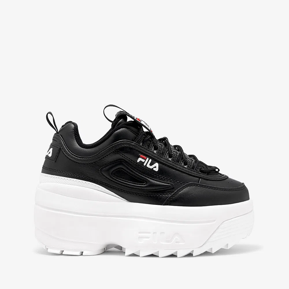 Tenis Fila Disruptor Wedge Negro Blanco de Dama Original