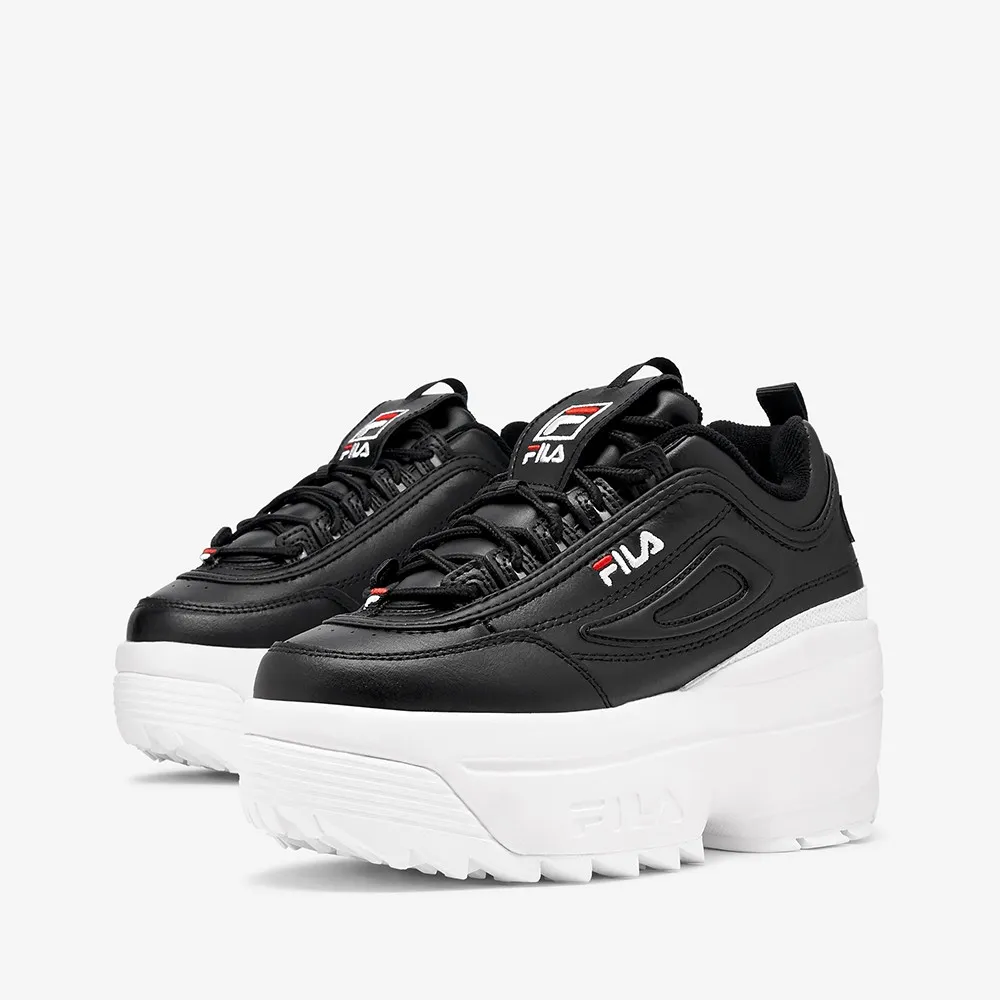 Tenis Fila Disruptor Wedge Negro Blanco de Dama Original