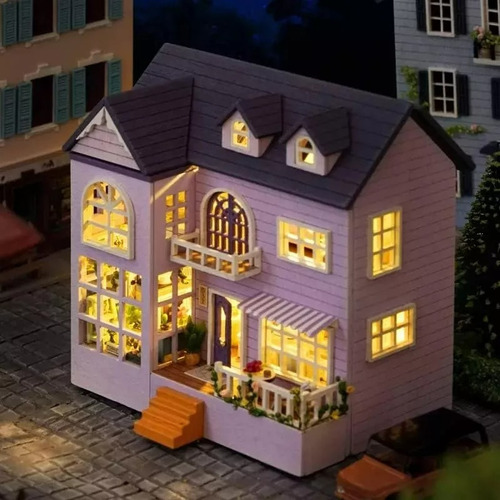 Casitas De Madera Para Munecas Miniatura Juguete morado