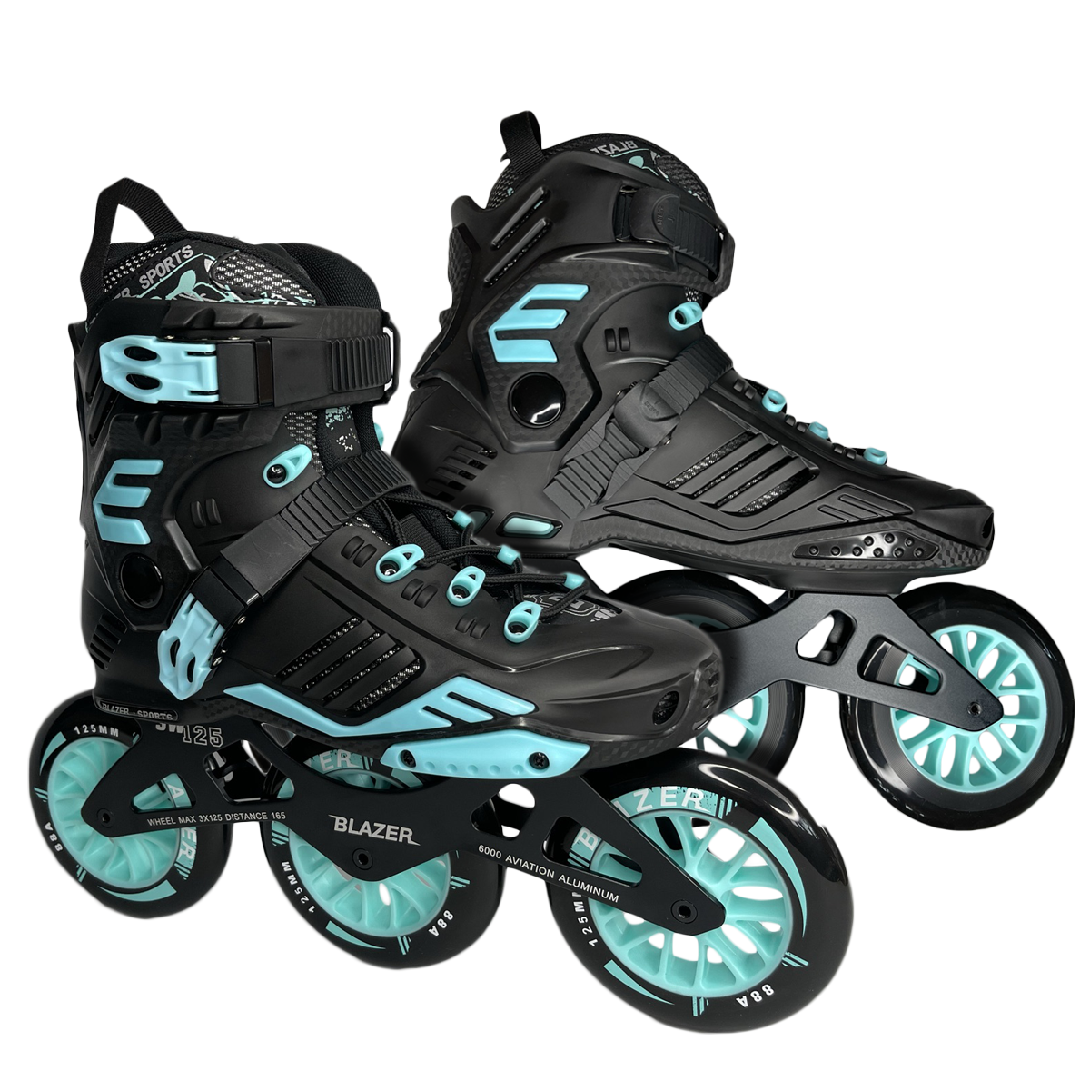 Patines Turquesa con Negro para Velocidad de 3 Ruedas