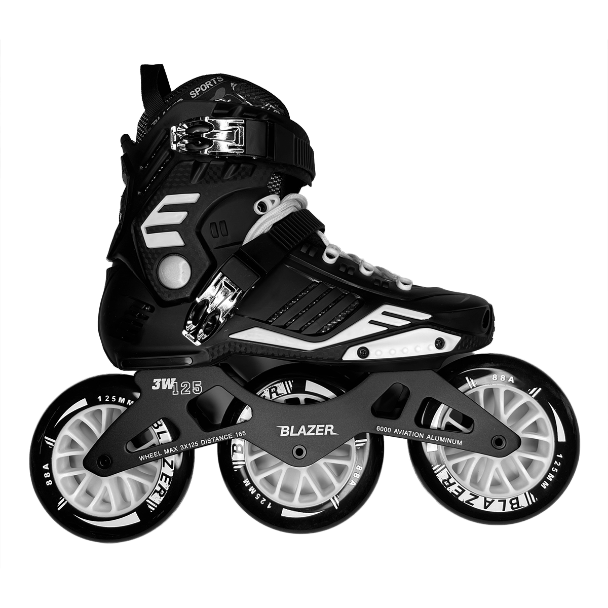 Patines Blanco con Negro para Velocidad de 3 Ruedas