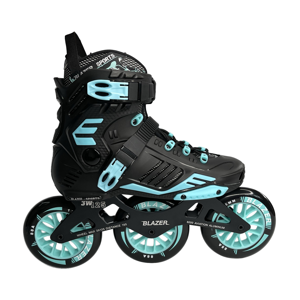 Patines Turquesa con Negro para Velocidad de 3 Ruedas