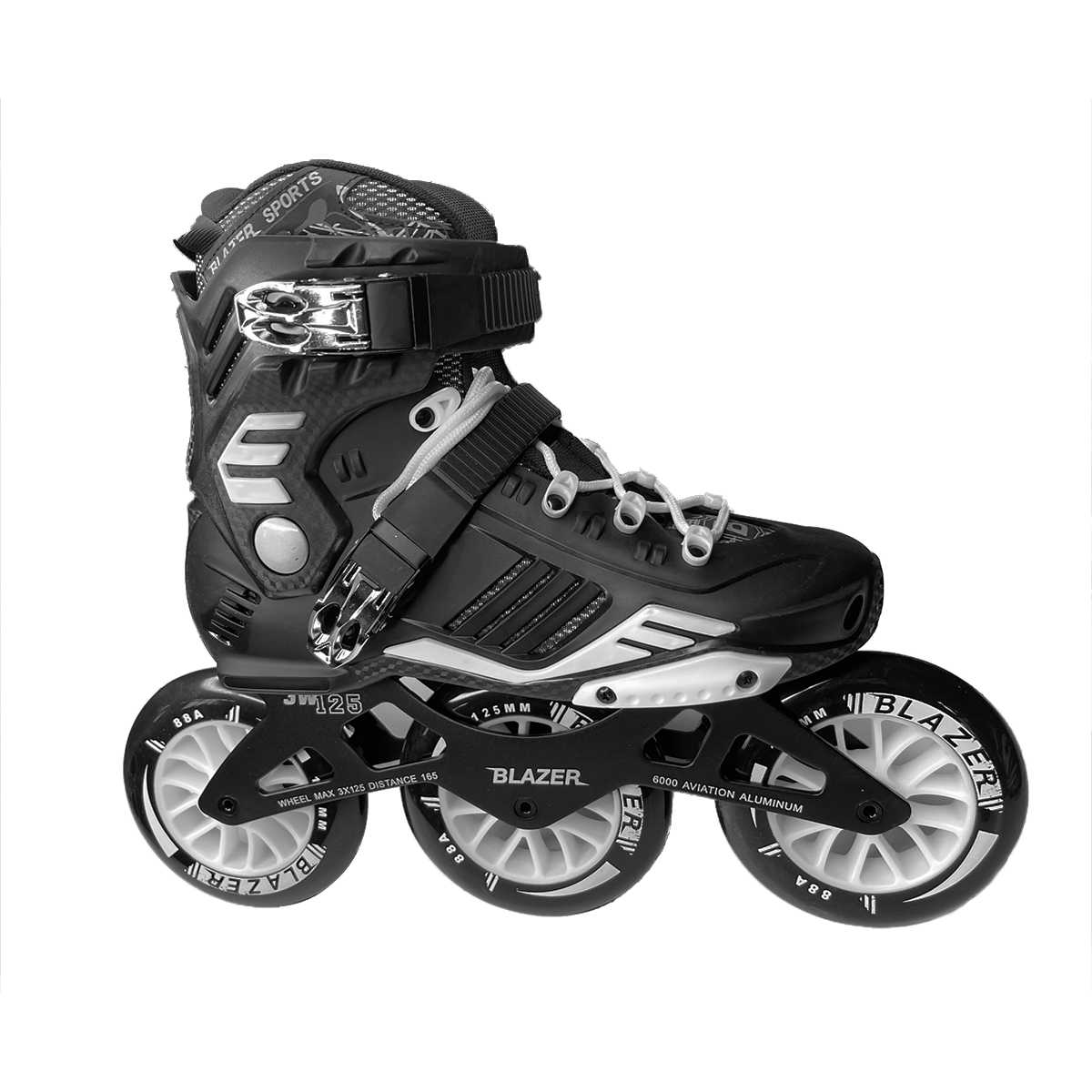Patines Blanco con Negro para Velocidad de 3 Ruedas