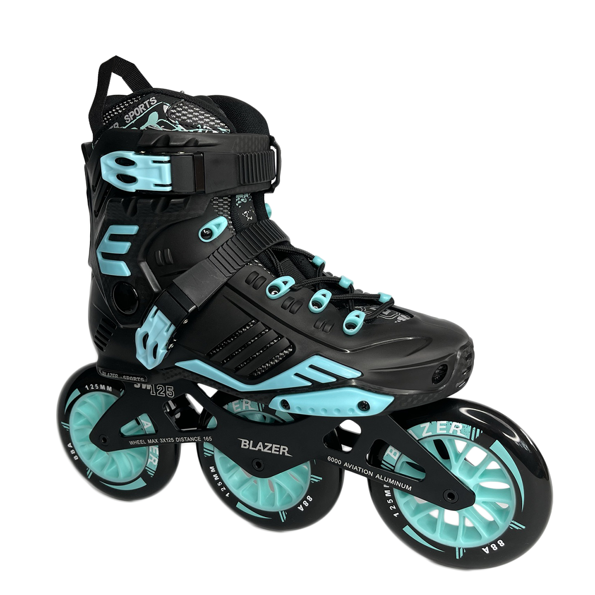 Patines Turquesa con Negro para Velocidad de 3 Ruedas