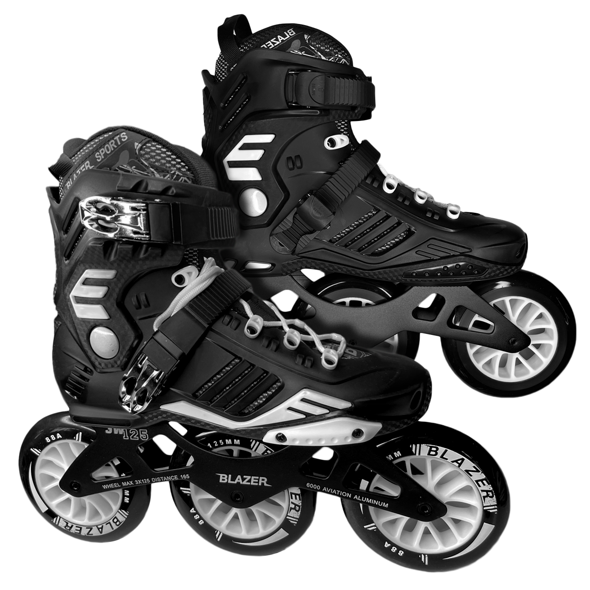 Patines Blanco con Negro para Velocidad de 3 Ruedas