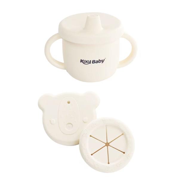 Vaso con Popote y Asas de Silicona Kool Baby Ivory