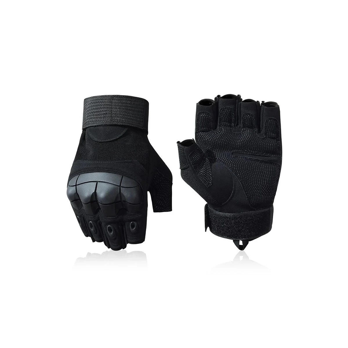 GUANTES SIN DEDOS TACTICOS NEGRO MOTO DEPORTE AUTO MILITAR TELA EXTREMO PROTECCION GOTCHA CARRERAS