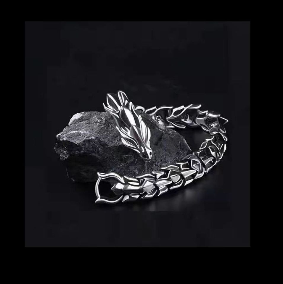 Pulsera cadena joyería mano brazalete plata Acero Inoxidable Dragón Escamas Regalo hombre mujer