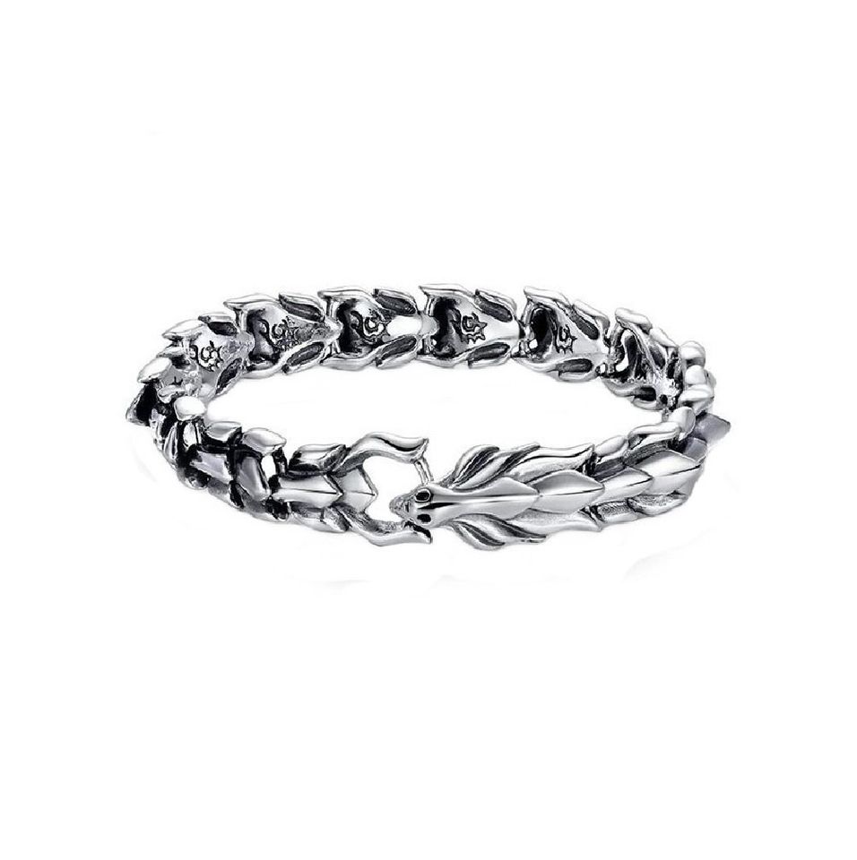 Pulsera cadena joyería mano brazalete plata Acero Inoxidable Dragón Escamas Regalo hombre mujer