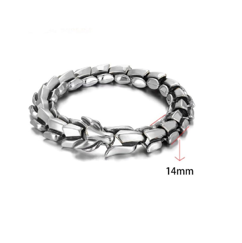 Pulsera cadena joyería mano brazalete plata Acero Inoxidable Dragón Escamas Regalo hombre mujer