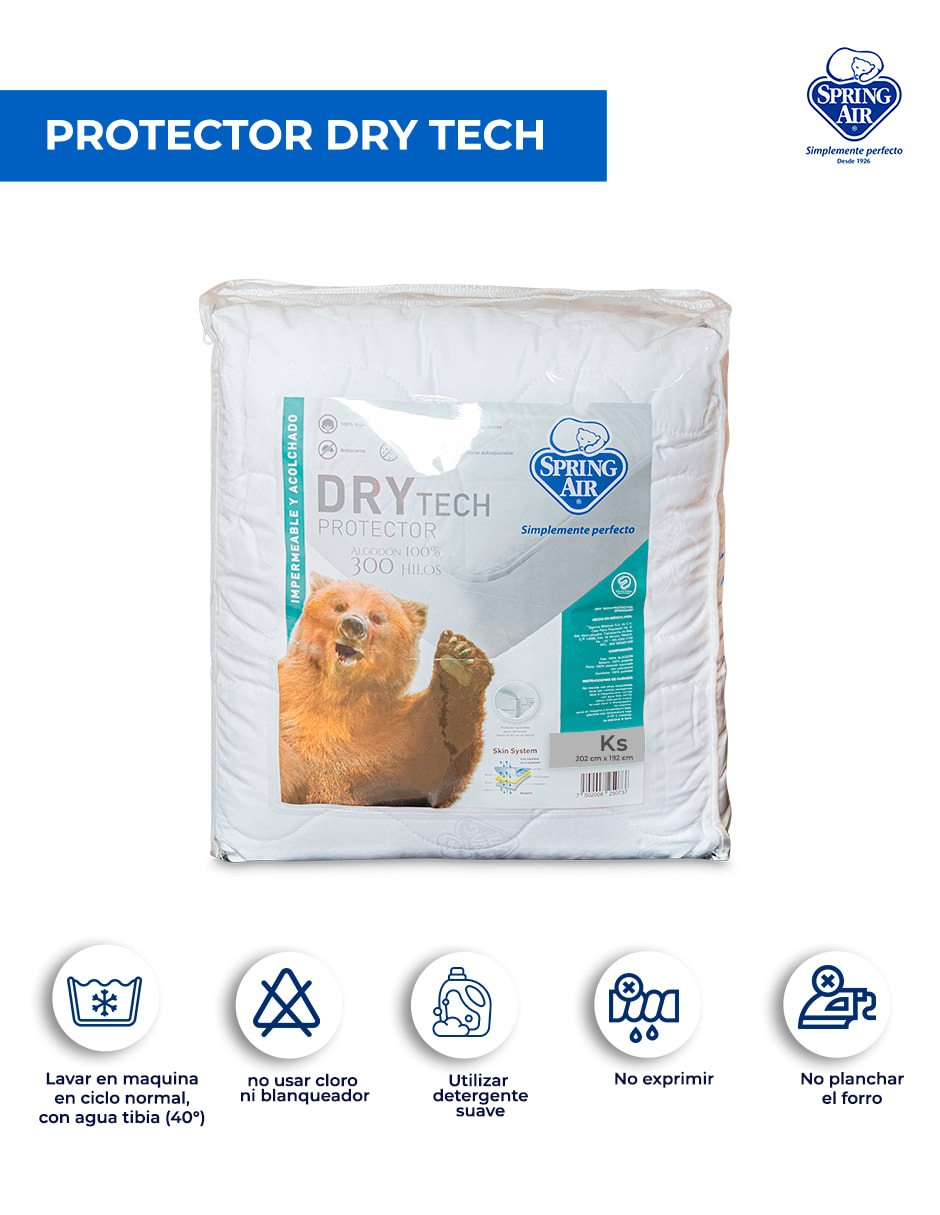 Protector Acolchado Spring Air DryTech Impermeable Queen Size