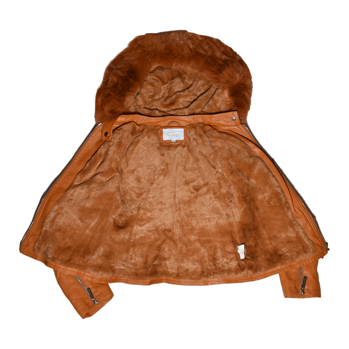 Chamarra Piel Con Felpa Gorro Desmontable Cuero Pu.