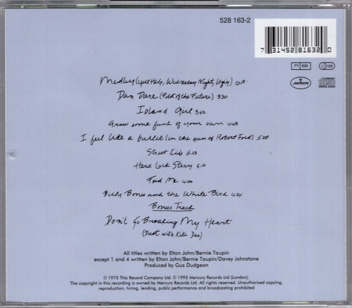 Elton John Rock Of The Westies Disco Cd