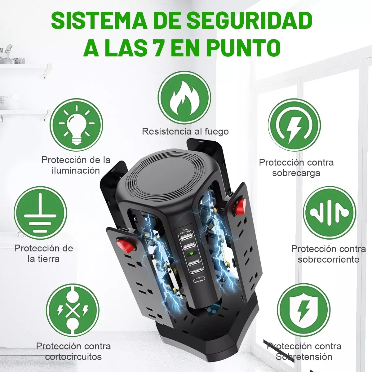 Extenciones Multicontacto Con 12 Ac /4 Cargador Usb 1 Tipo C