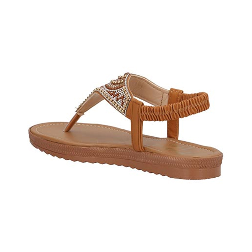 Sandalia Mama Lola 9797 Mujer Huaraches Piso Ajuste Elastico Color Camel Talla 22 a 26 