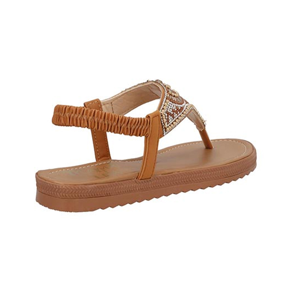 Sandalia Mama Lola 9797 Mujer Huaraches Piso Ajuste Elastico Color Camel Talla 22 a 26 