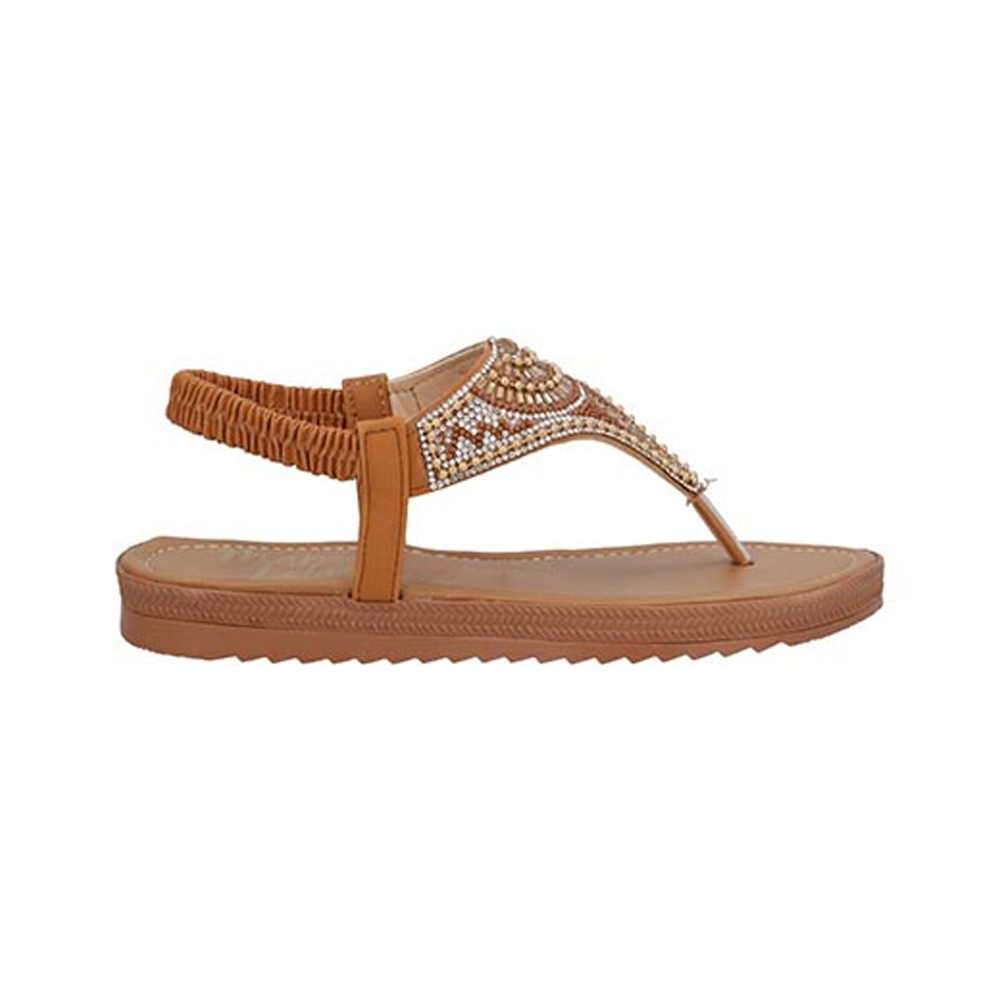 Sandalia Mama Lola 9797 Mujer Huaraches Piso Ajuste Elastico Color Camel Talla 22 a 26 