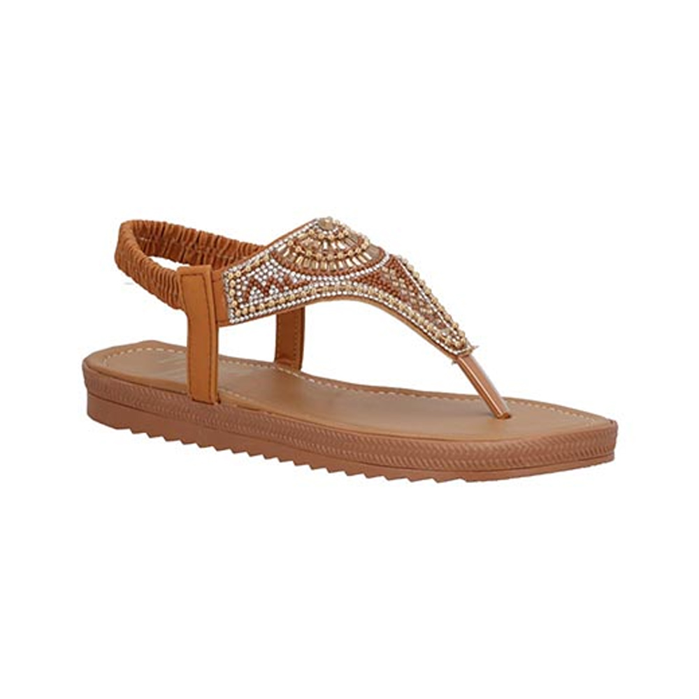 Sandalia Mama Lola 9797 Mujer Huaraches Piso Ajuste Elastico Color Camel Talla 22 a 26 
