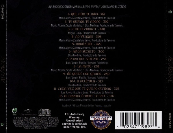 Pesado - Abrazame - Disco Cd