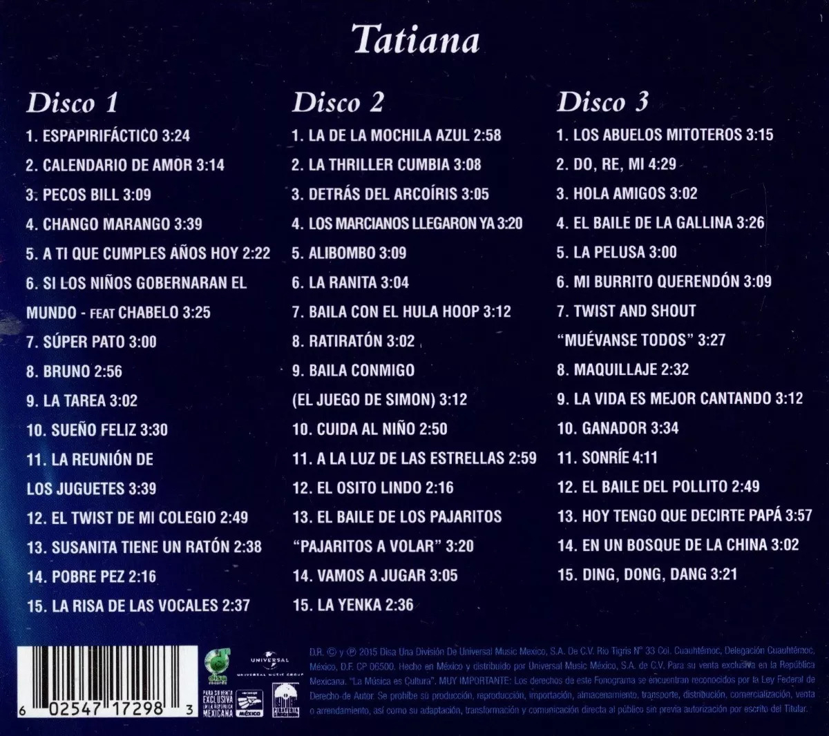 Tatiana Versiones Originales Box 3 Discos Cd.