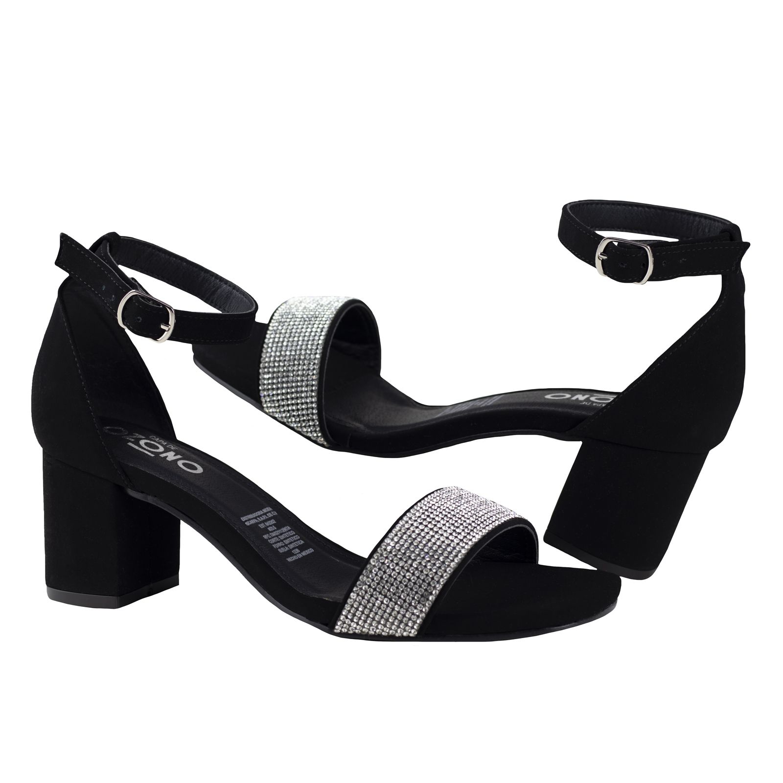 Sandalia Negra Mujer Capa De Ozono Con Tacón 642202 Moderna