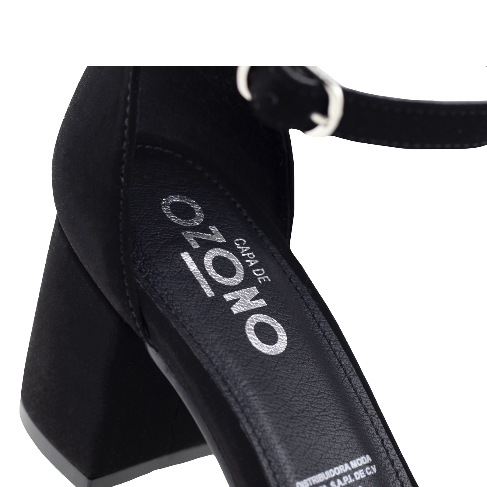 Sandalia Negra Mujer Capa De Ozono Con Tacón 642202 Moderna