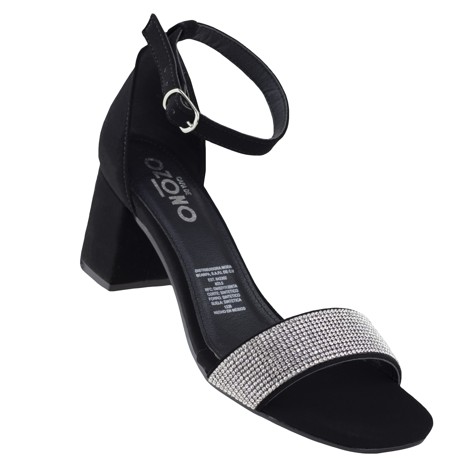 Sandalia Negra Mujer Capa De Ozono Con Tacón 642202 Moderna