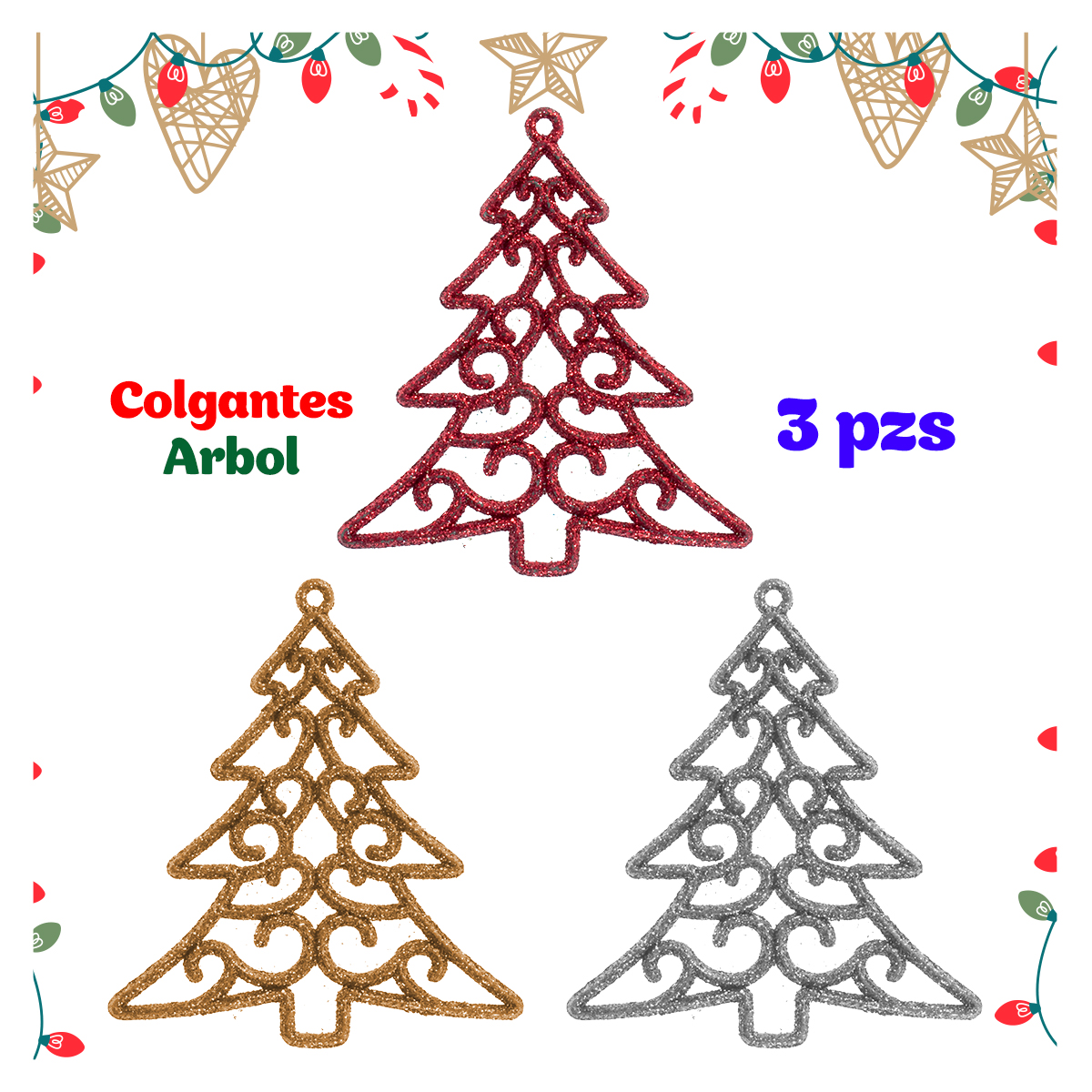 Adornos Navideños Colgantes Figura Arbol De Navidad 30pzs 