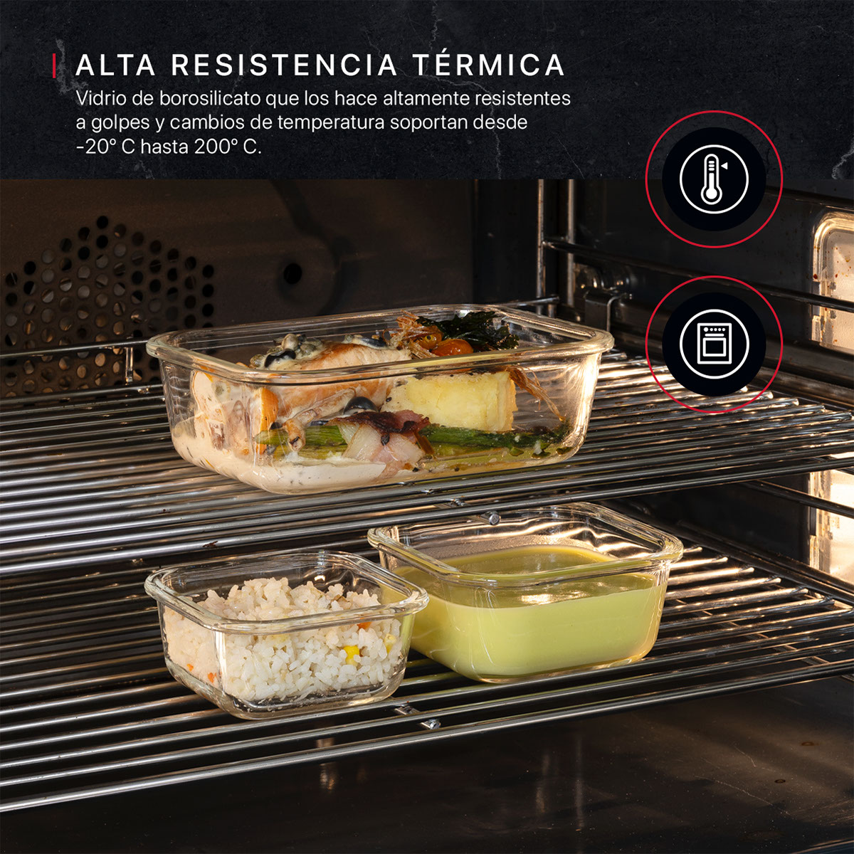 Recipientes de Vidrio Herméticos para Alimentos 5 Contenedores con 5 Tapas - Toppers Cookify