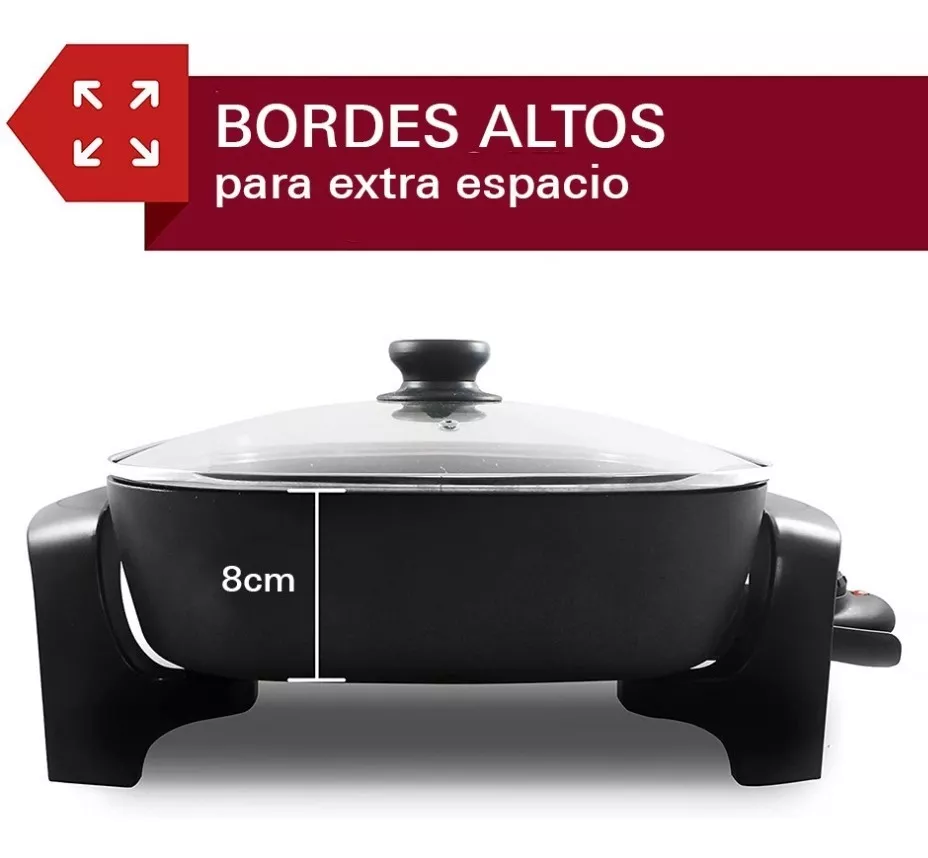 Sartén Eléctrica Con Tapa De Vidrio Elite 10lt Antiadherente.
