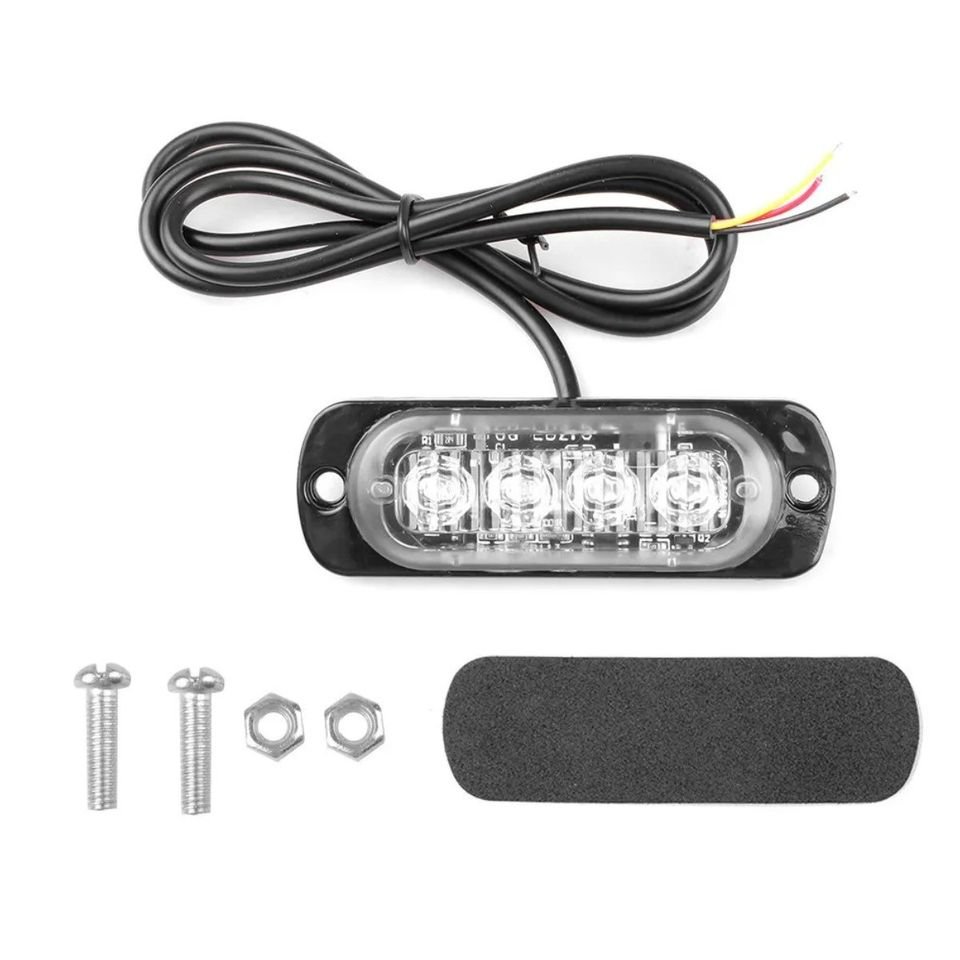 Luz estroboscópica roja advertencia coche camión moto barra de luz intermitente 12V 4 Led auto.
