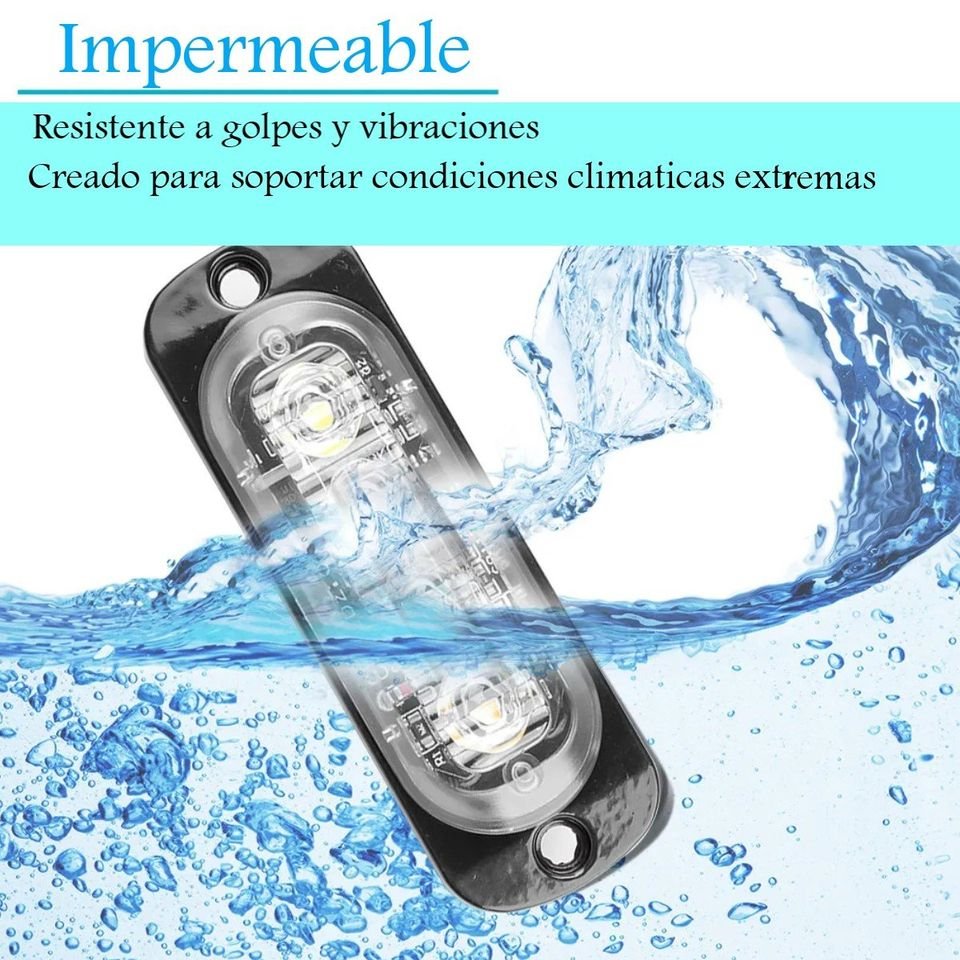 Luz estroboscópica roja advertencia coche camión moto barra de luz intermitente 12V 4 Led auto.