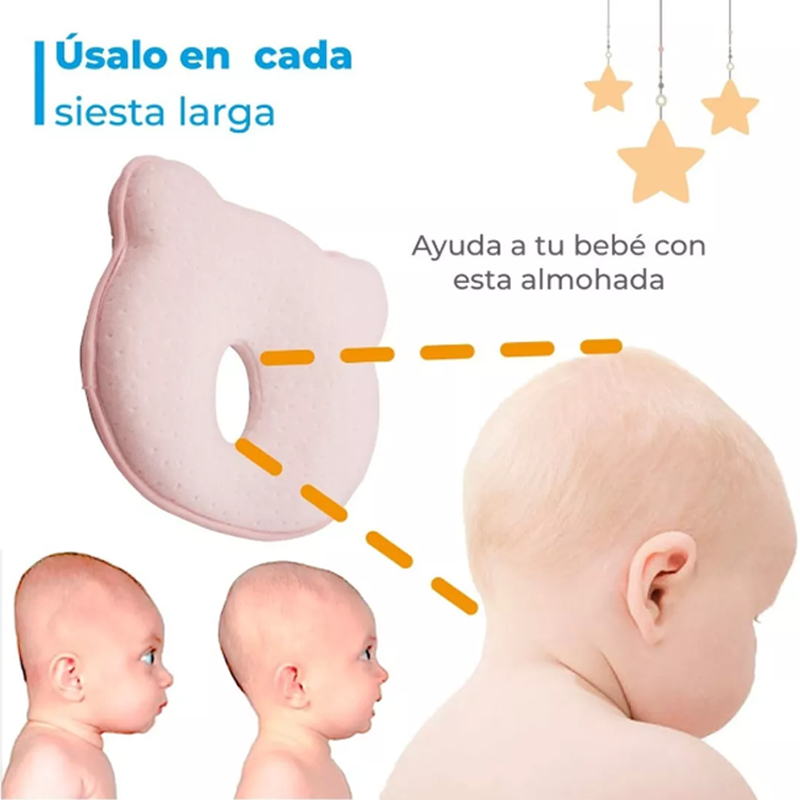 Almohada Para Bebe Memory Foam Prevenir Cabeza plana