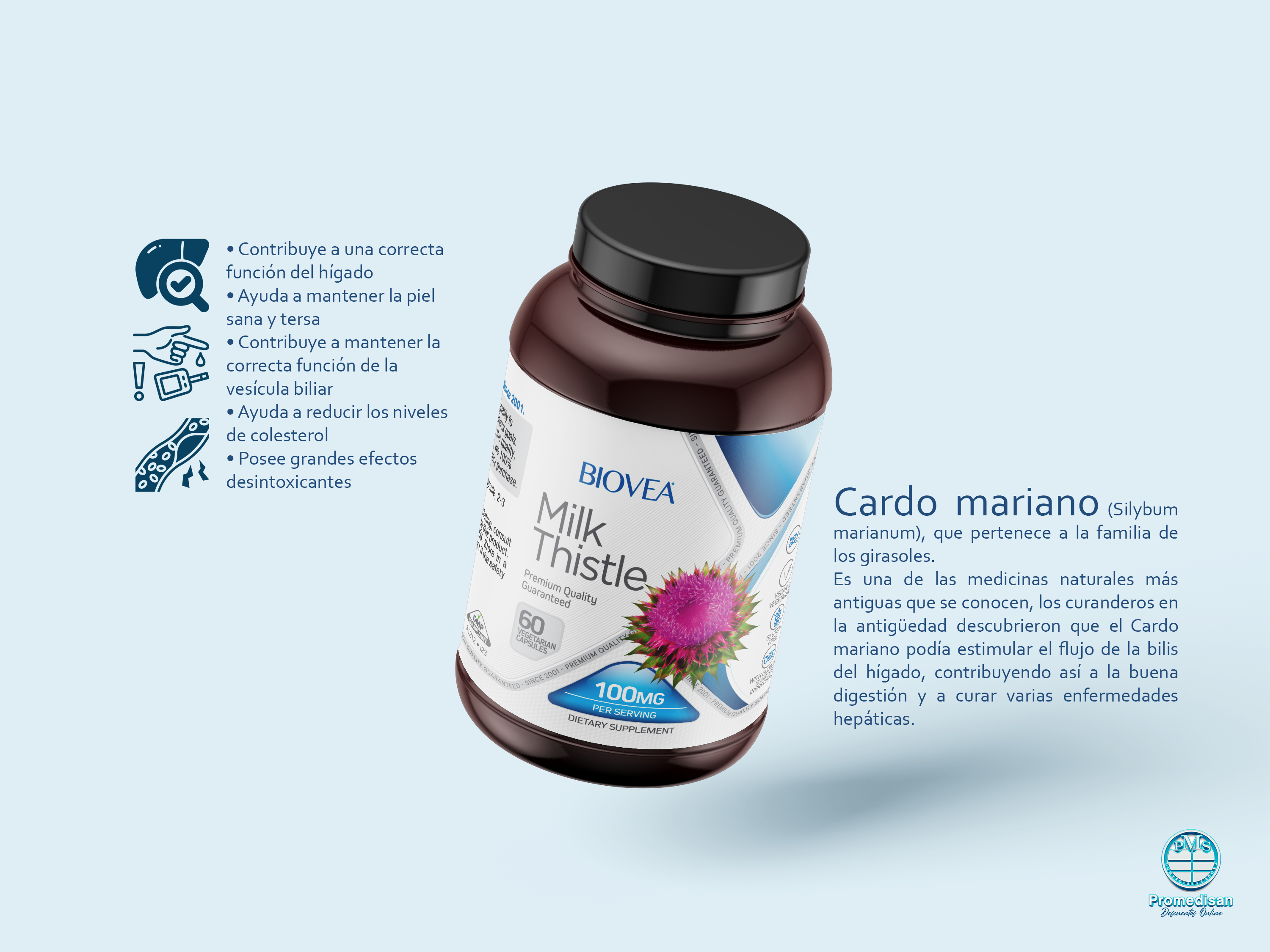 BIOVEA Cardo Mariano 100mg 60 Cápsulas Vegetarianas