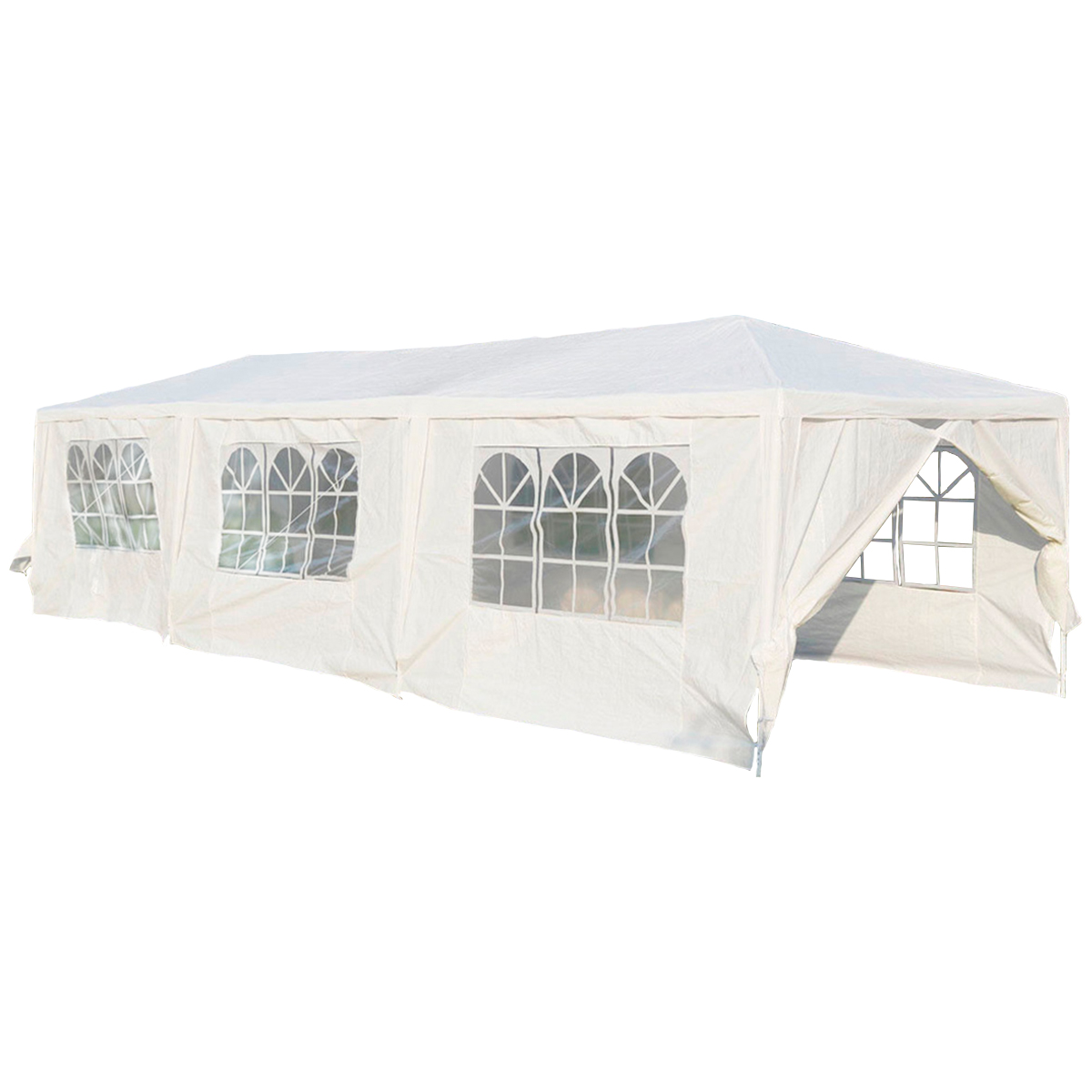 Ilios Innova Toldo plegable para exteriores 3x9 m Toldo con estructura Techo Lona Impermeable Laterales Puertas y Ventanas Fácil de Montar con Materiales resistentes y de A. Recomendado para Eventos al aire libre. 