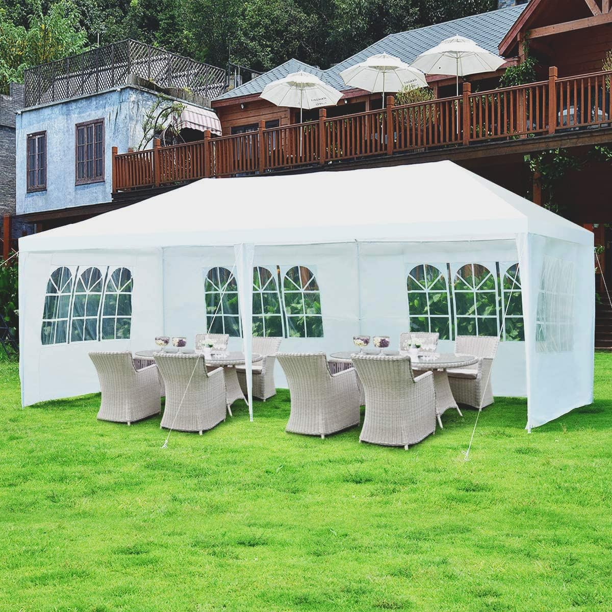 Ilios Innova Toldo plegable para exteriores 3x6 m Toldo con estructura Techo Lona Impermeable Laterales Puertas y Ventanas Fácil de Montar con Materiales resistentes